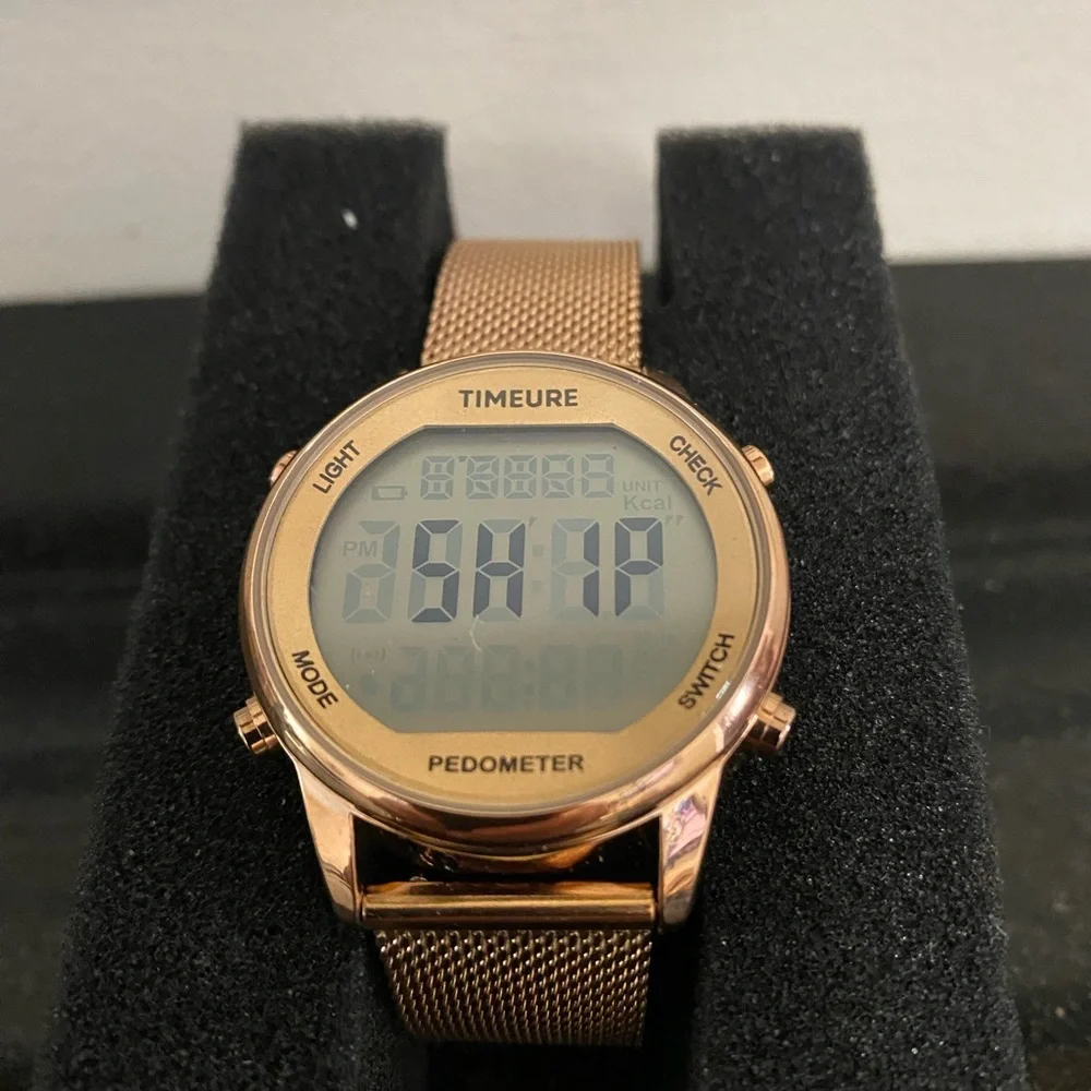 TIMEURE Step Counter Pedometer Watch Crystal Stone